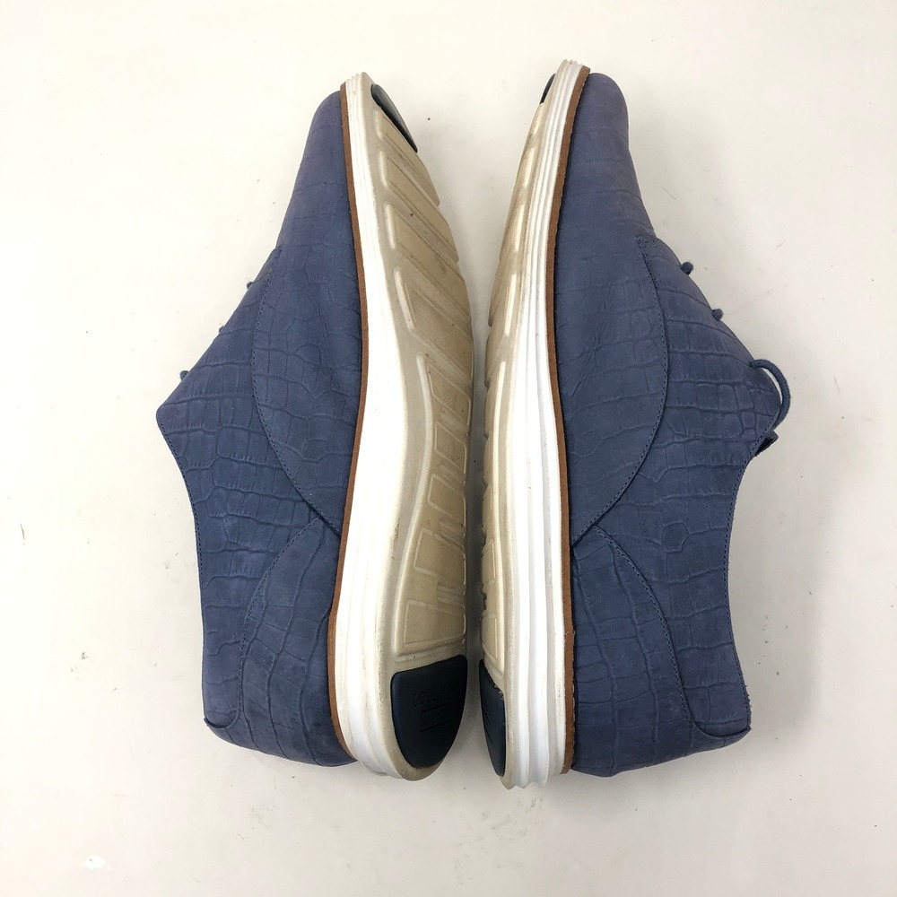 Cole Haan Womens 10 OriginalGrand Oxford Blue Croc Embossed Leather Shoes - Picture 9 of 10